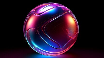 Obraz premium Abstract, Glowing, Colorful Sphere with Iridescent Patterns and Neon Gradient