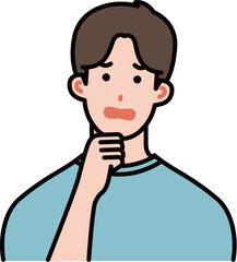 顎に手を当てて考える男性のイラスト
