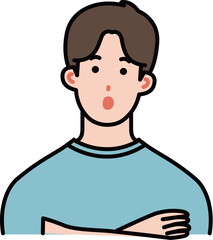 Obraz premium 腕組みをして考える男性のイラスト