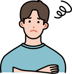 困っている若い男性のイラスト
