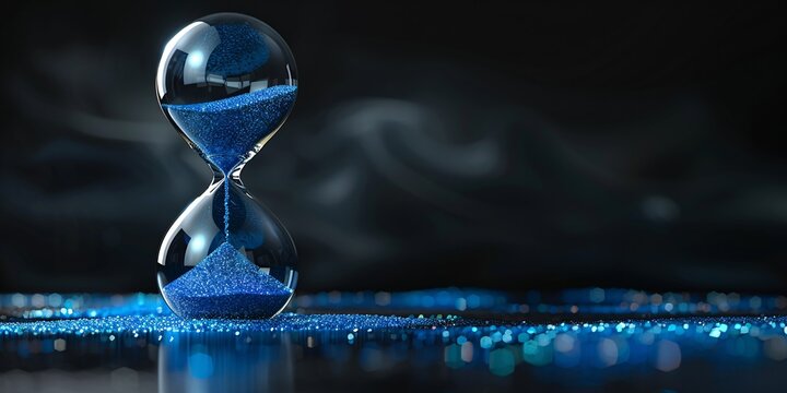 The hourglass represents the passing of time, as life pours blue grains into it to add more limited time, symbolizing the concept of managing deadlines and the hope for extended time. 