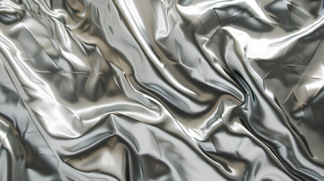 shiny silver fabric texture, hyper realistic, hyper detailed, hyper quality, high resolution, volumetric lighting, octane render
