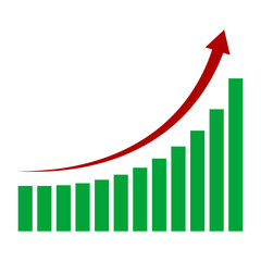 green graph design from low to high traffic with red curved arrows