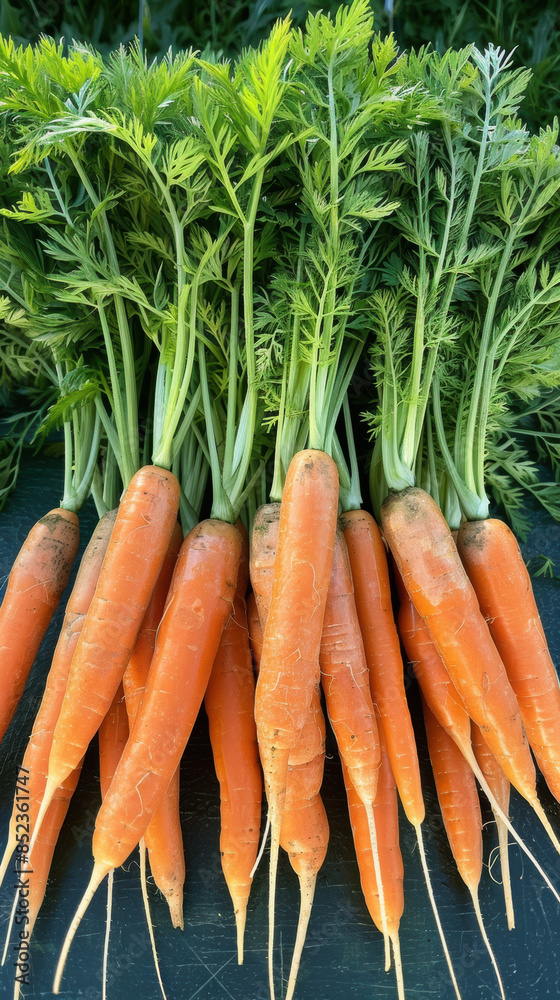 Canvas Prints A bunch of carrots are displayed on a table