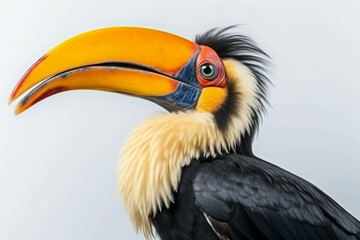 Fototapeta premium Hornbill with Brilliant Beak and Luxurious Feathers: A Showcase of Tropical Splendor