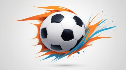 Fototapeta premium Dynamic Soccer Ball with Bold Paint Splatters on a White Background.