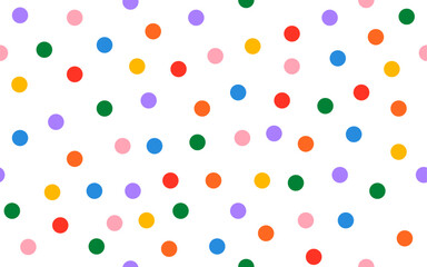 Colorful circle dot doodle seamless pattern creative trendy minimalist retro style geomatric art children background transparent texture for textile fabric paper print modern party polka shape © pixel.99