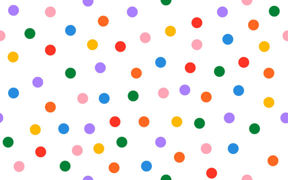 Colorful circle dot doodle seamless pattern creative trendy minimalist retro style geomatric art children background transparent texture for textile fabric paper print modern party polka shape