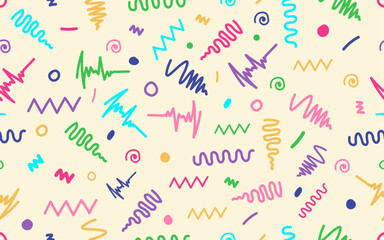 90's trendy groovy colorful abstract shape seamless pattern vintage retro style groovy vector texture creative trendy background wallpaper for textile fabric paper print