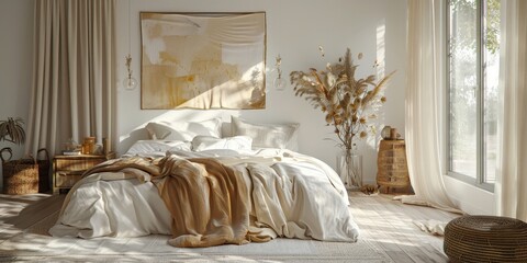 Cozy Bedroom with Natural Textures and Light