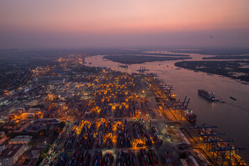 April 16, 2024: panoramic view of Cat Lai international port, Ho Chi Minh City, Vietnam
