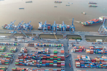 April 16, 2024:  panoramic view of Cat Lai international port, Ho Chi Minh City, Vietnam	