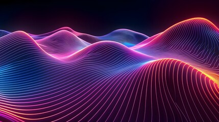 Fototapeta premium Mesmerizing Abstract Neon Wallpaper with Glowing Dynamic Lines in 3D Render