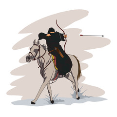 Muslim women horse riding and archery.eps