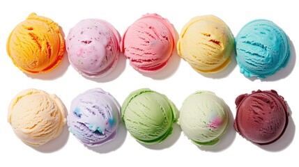 Colorful isolated ice cream scoops