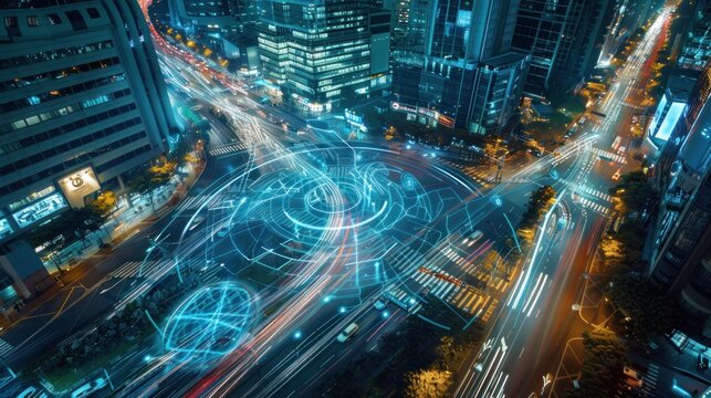 A smart city traffic management center using realtime data to control traffic flow and public transport