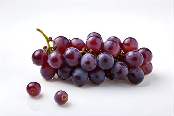 A lot of Shine-Muscat grapes and cut Shine-Muscat grapes on a white background. White grapes. Japanese grapes. View from above