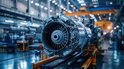 A Large Jet Engine Awaits Assembly