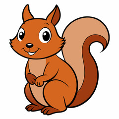 Charming Cartoon Squirrel Silhouette Vector - Perfect for Kids and Nature-Themed Designs.