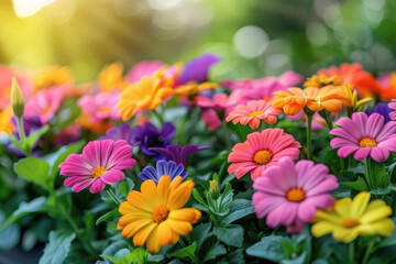 Fragrant flower beds, bright and colorful flowers, fresh spring morning, natural beauty, spring for the first time