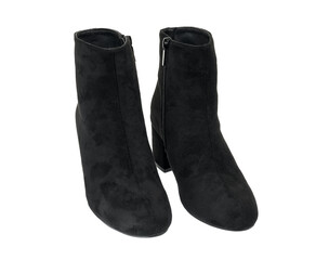 Black elegant winter women's shoes isolated on white    