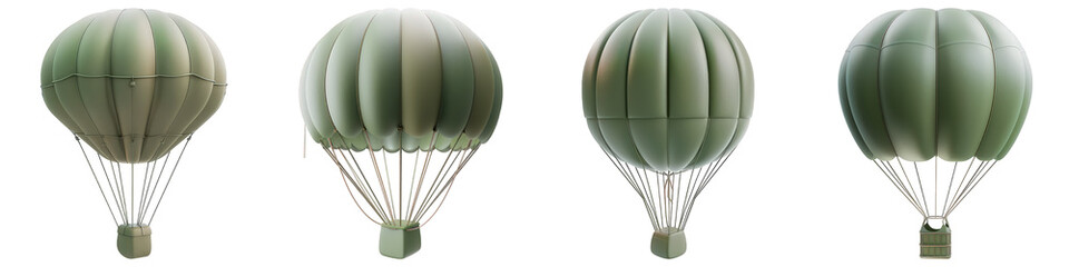 Obraz premium Set of Parachute isolated on transparent png background. Generative ai