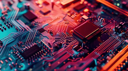 Circuit Board CPU Processor Microchip Starting Artificial Intelligence Digitalization of Neural Networking and Cloud Computing