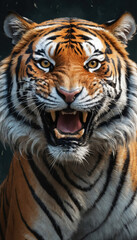 Fototapeta premium Fantasy Illustration of a wild animal tiger. Digital art style wallpaper background.