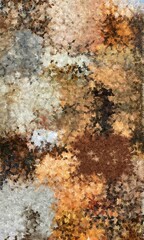 Abstract painting with brown, orange, and gray hues