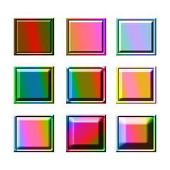 Set of gradient colorful 3d square patterns.