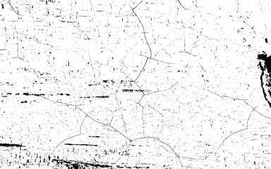 Wall fragment with scratches and cracks. Overlay grunge illustration over any design. Abstract background. Monochrome texture. Image includes a effect the black and white tones.