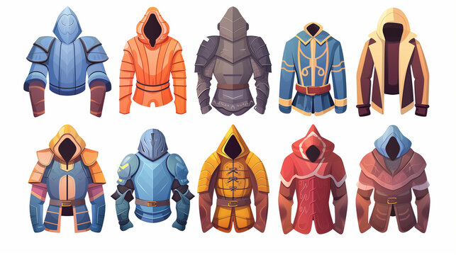 Fantasy rpg game characters armor suits showing different classes and roles