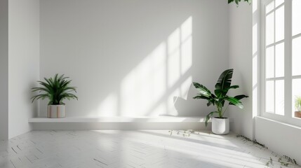 3D White Interior Background hyper realistic 