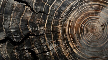 Fototapeta premium Weathered Texture of Tree Rings Showing Annual Growth Layers