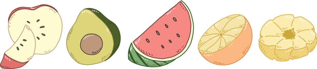 Cartoon tropical fruit Set 1