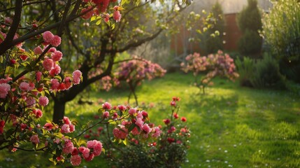 The arrival of spring is heralded by the initial blossoming of shrubs in the garden