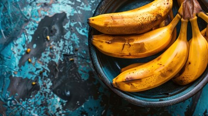 Overripe Bananas in a Blue Bowl