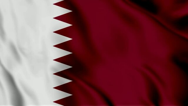 Flag of the qatar of waving 3d animation. Seamless looping qatar flag animation. qatar flag waving