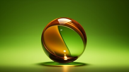 A Reflective Glass Sphere with a Green and Yellow Gradient Background
