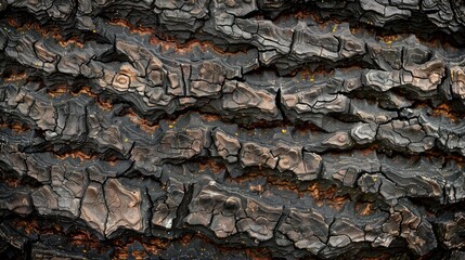 Close up image of the texture of a bark from a dried tree