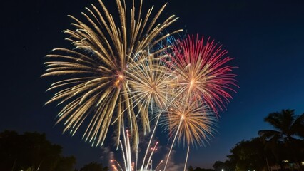 Fireworks lighting up the night sky in celebration