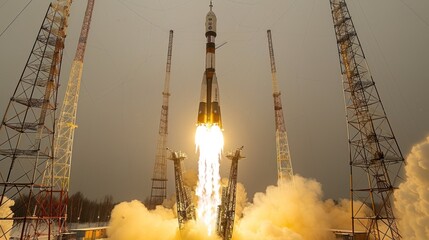 Rocket Launch at Baikonur Cosmodrome
