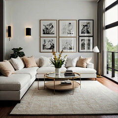 modern living room interior design with white sofa