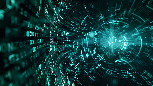 Dark green digital background technology technological operations neural networks AI big data transmission encryption archives audio visual science cyber connection technology computer coding virus