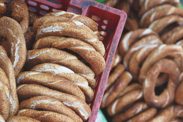 Turkish Bagel Simit selling in a van 