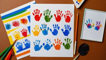 Handprint turkey crafts with a child, perfect for Thanksgiving and fall activities