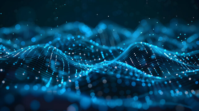 Dark blue digital background technology technological operations neural networks AI big data transmission encryption archives audio visual science cyber connection technology computer coding virus