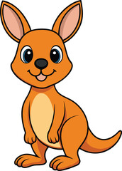 Cute Kangaroo Cartoon Vector Icon Illustration On White Background.