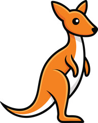 Cute Kangaroo Cartoon Vector Icon Illustration On White Background.