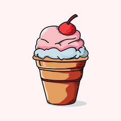 Hand draw cup Ice Cream vector Illustration